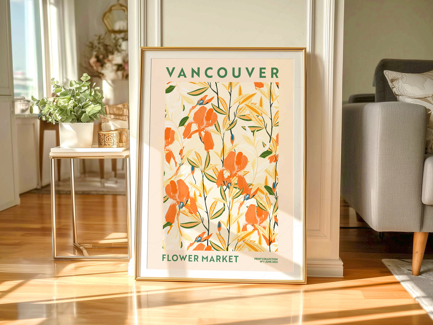 Flower Market Vancouver, Famous City Poster, Travel Gift Idea, Floral Wall Art