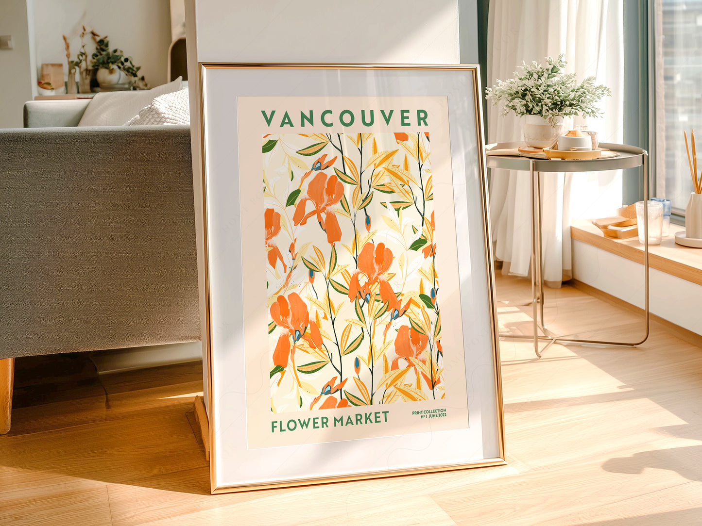 Flower Market Vancouver, Famous City Poster, Travel Gift Idea, Floral Wall Art