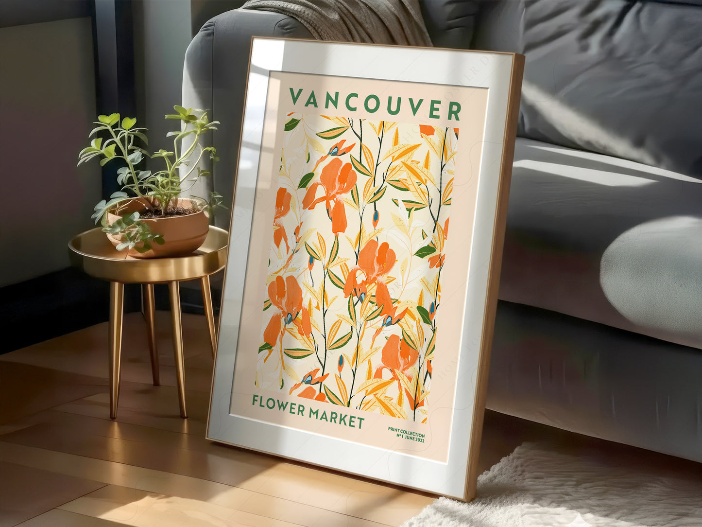 Flower Market Vancouver, Famous City Poster, Travel Gift Idea, Floral Wall Art