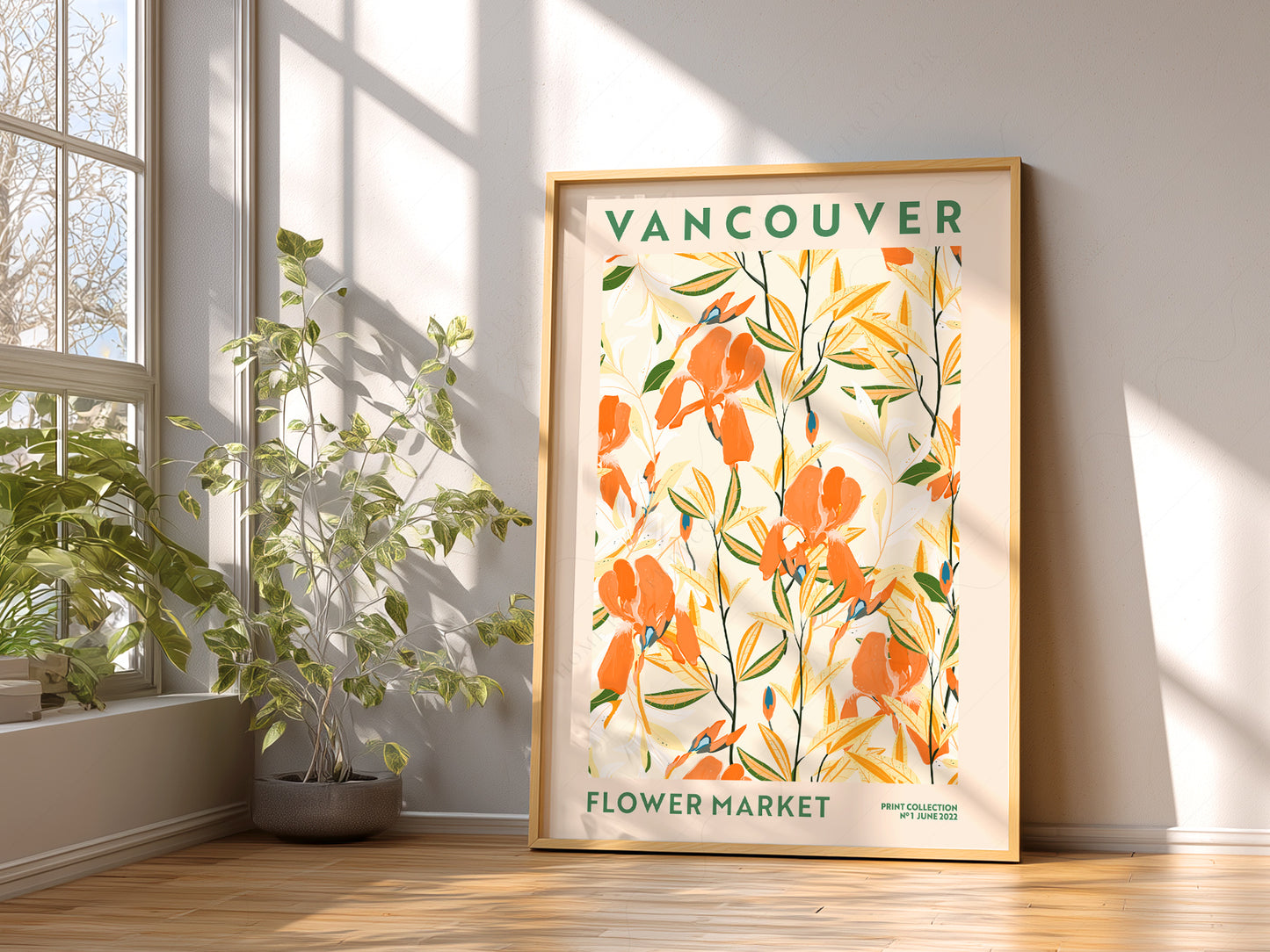 Flower Market Vancouver, Famous City Poster, Travel Gift Idea, Floral Wall Art
