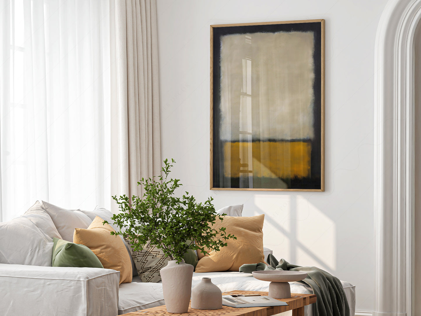 Mark Rothko art print as wall decor in a minimalist home office