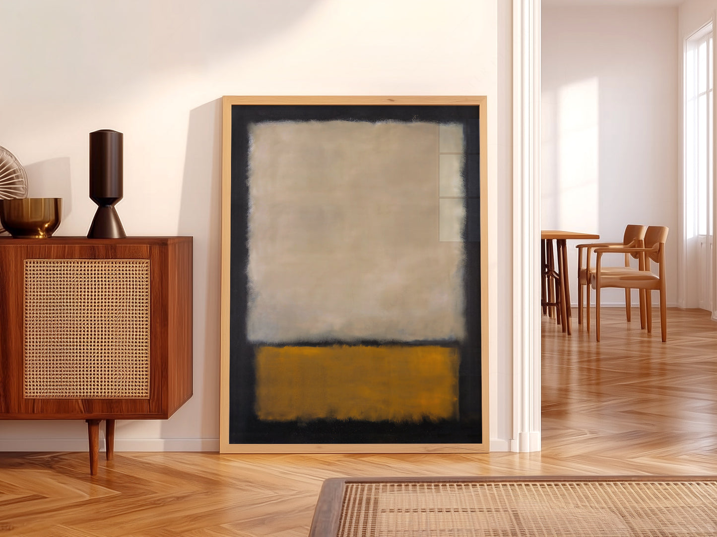 Mark Rothko Untitled in a light-filled Japandi-inspired living space