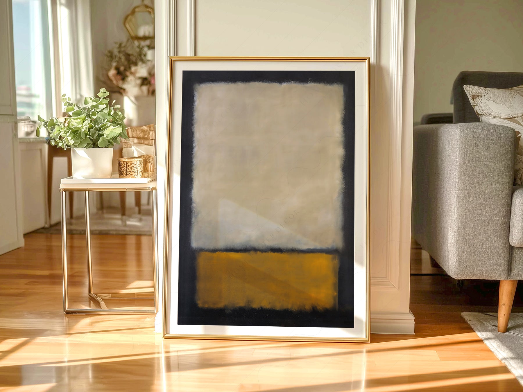 Mark Rothko art print styled in a Scandinavian bedroom