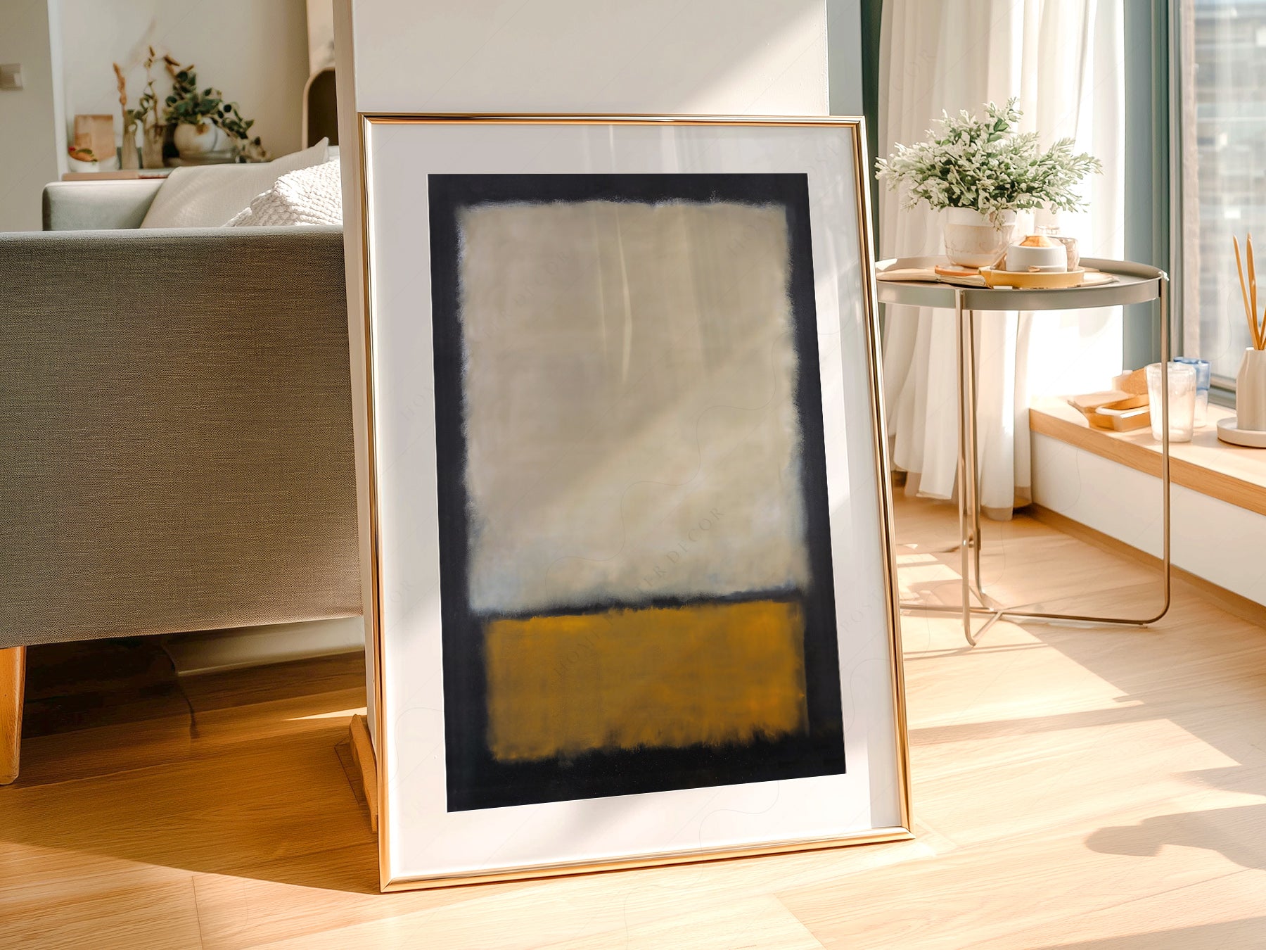 Mark Rothko Untitled wall art print displayed in a bright modern living room