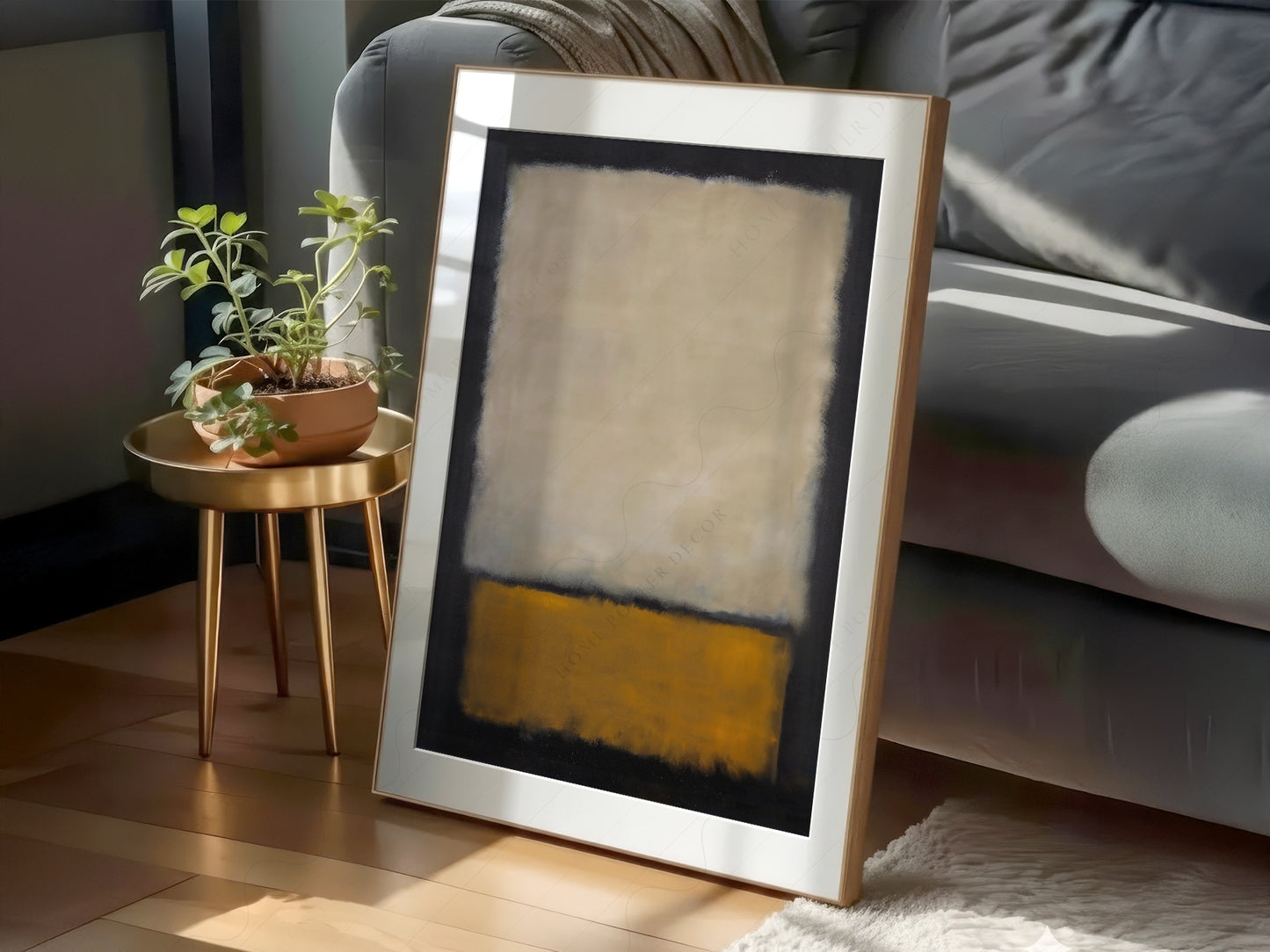 Mark Rothko Untitled print styled in a mid-century modern dining room