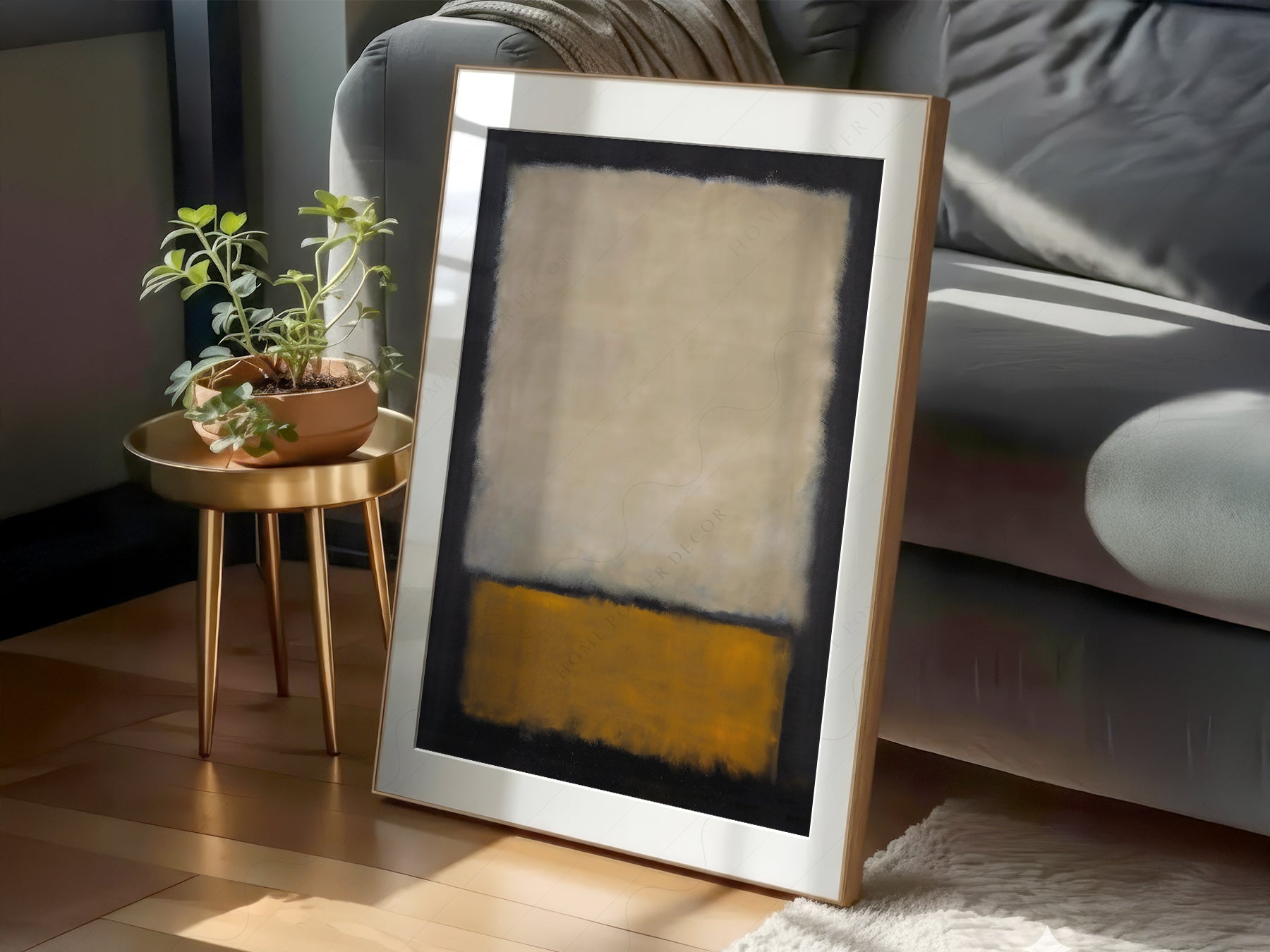 Mark Rothko Untitled print styled in a mid-century modern dining room