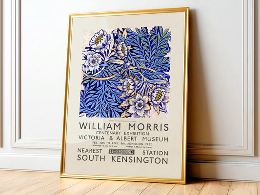 William Morris Print, Tulip and Willow Indigo, Exhibition Poster