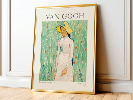 Van Gogh Poster, Girl in White, Wall Art, Post-Impressionist Portrait
