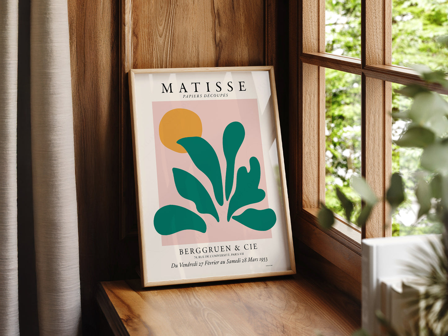 Matisse Exhibition Poster, Papel Decoupes, Green Plant Art Print, Mid Century Modern Gallery Wall Art, Botanical Art, Abstract Shapes