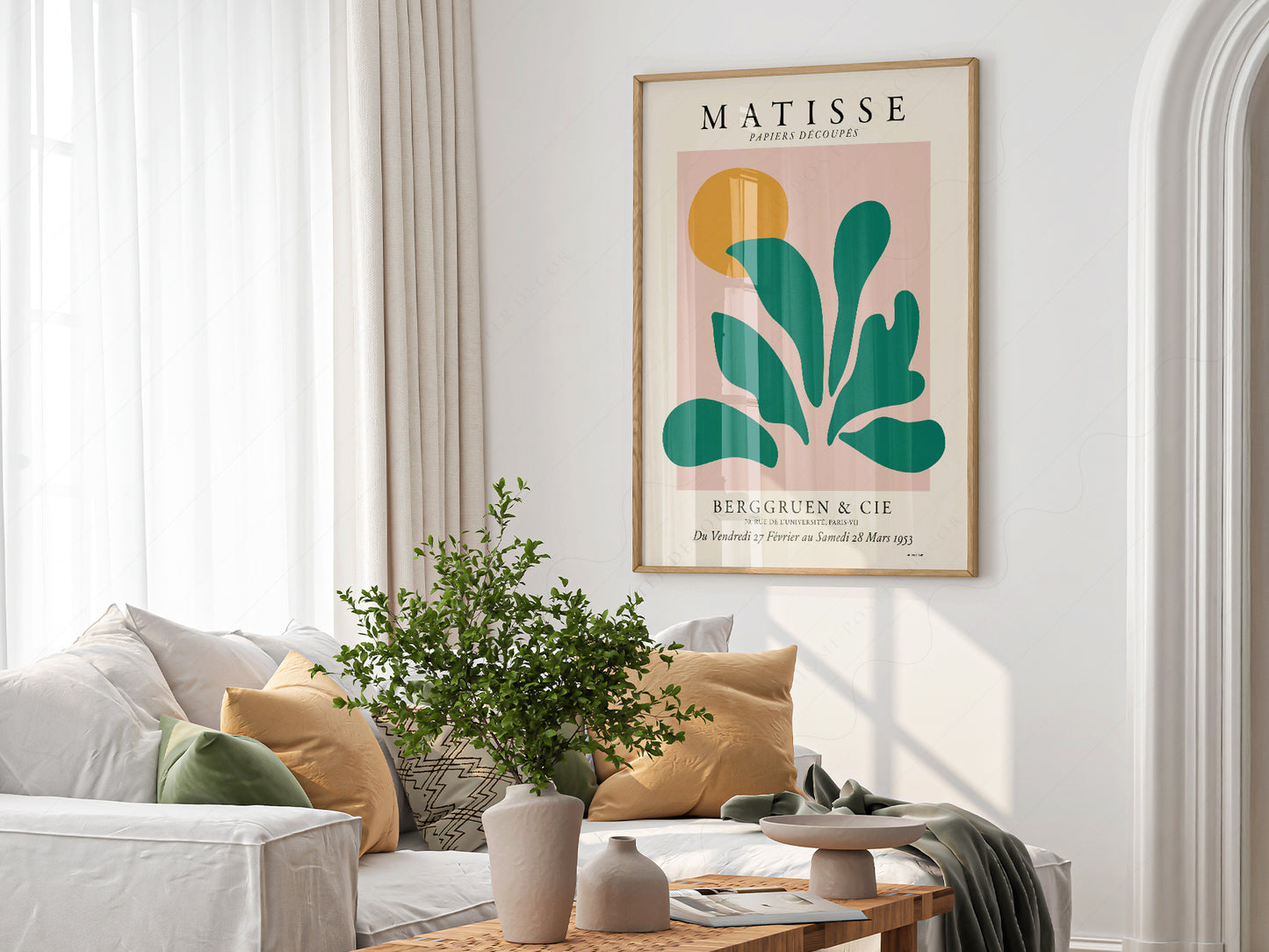 Matisse Exhibition Poster, Papel Decoupes, Green Plant Art Print, Mid Century Modern Gallery Wall Art, Botanical Art, Abstract Shapes