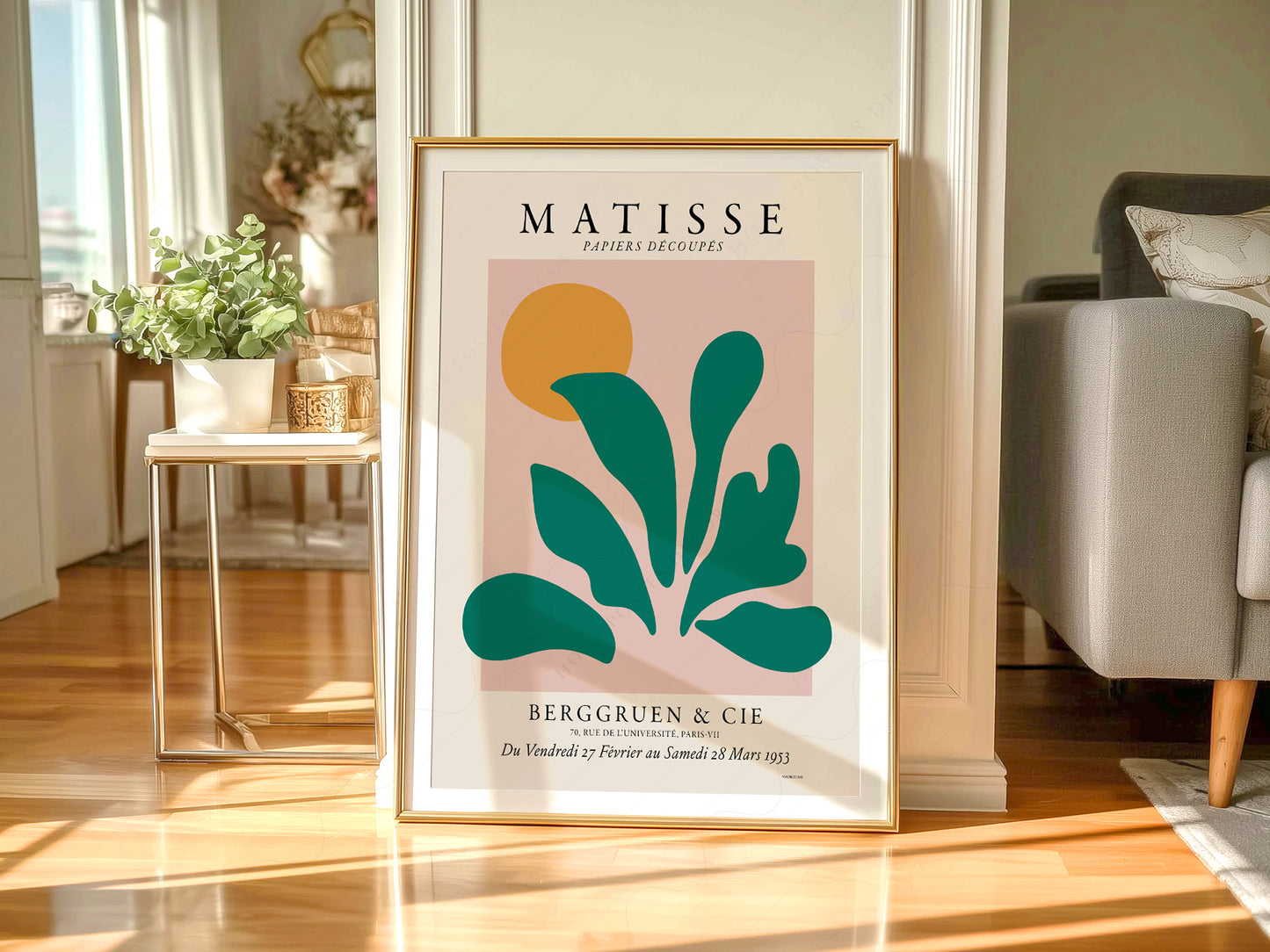 Matisse Exhibition Poster, Papel Decoupes, Green Plant Art Print, Mid Century Modern Gallery Wall Art, Botanical Art, Abstract Shapes