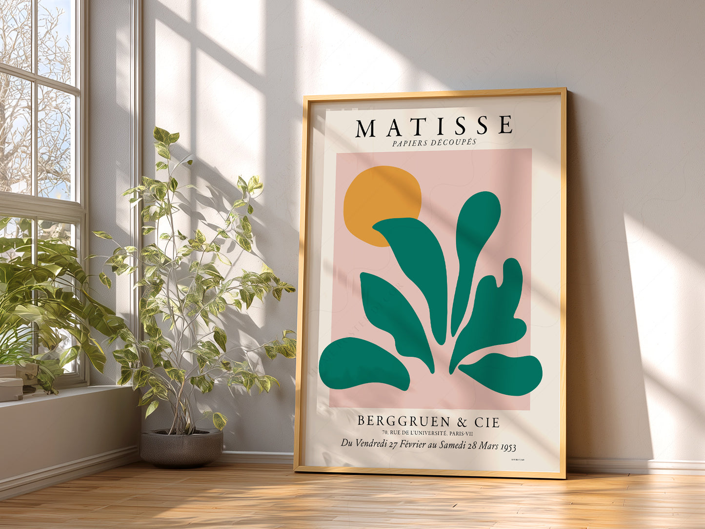 Matisse Exhibition Poster, Papel Decoupes, Green Plant Art Print, Mid Century Modern Gallery Wall Art, Botanical Art, Abstract Shapes