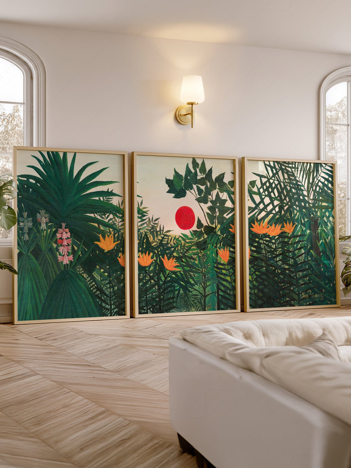 Henri Rousseau wall art in a cozy home study or reading room