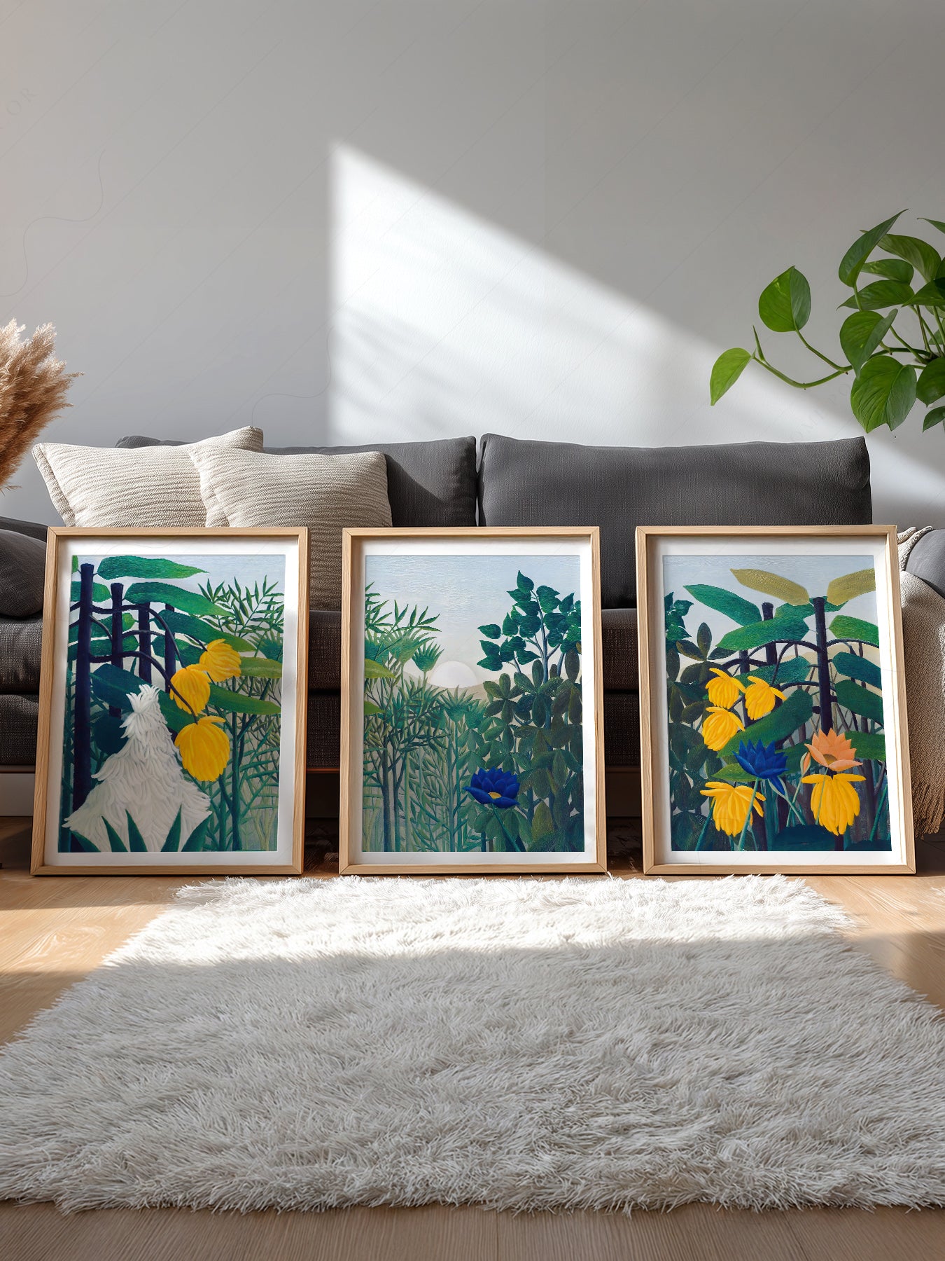 Gallery wall featuring Henri Rousseau The Repast of the Lion fine art print
