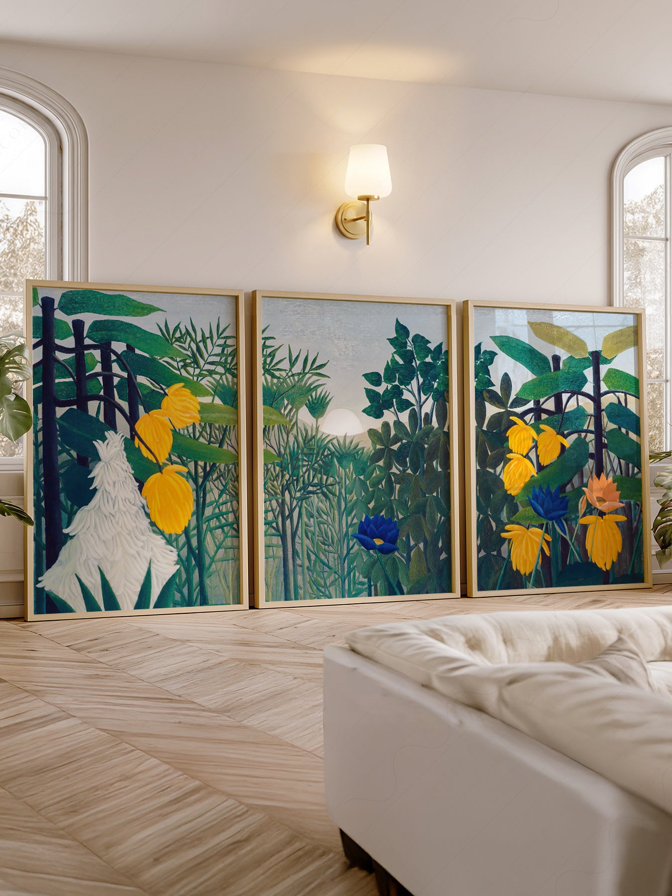 Henri Rousseau wall art in a cozy home study or reading room