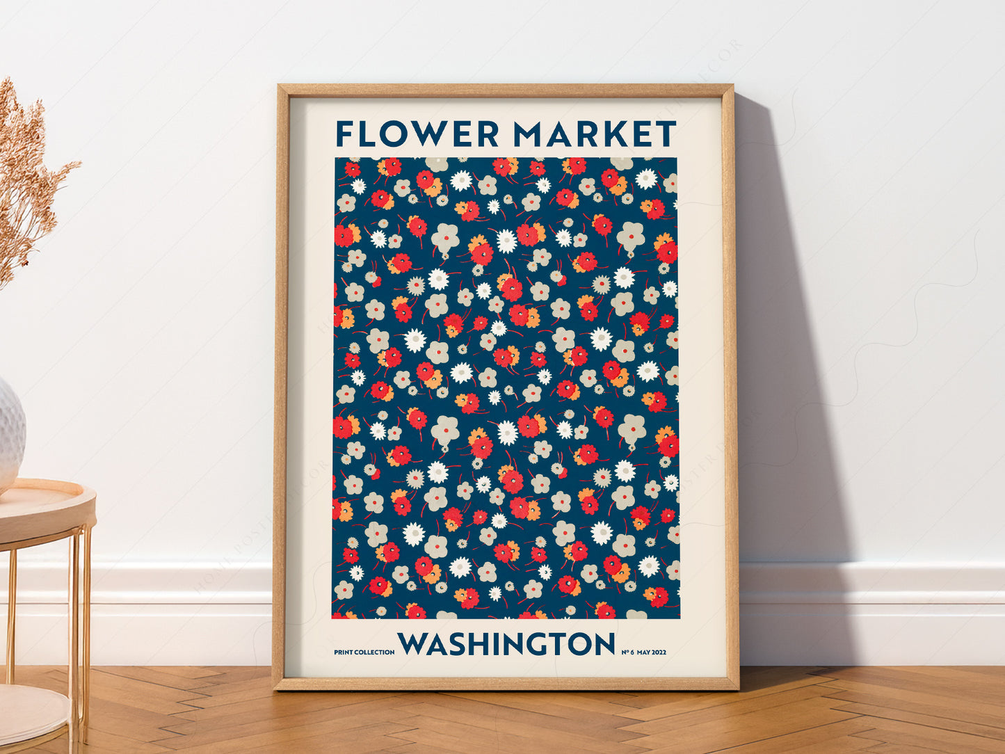 Flower Market Washington, Famous City Poster, Floral Wall Art