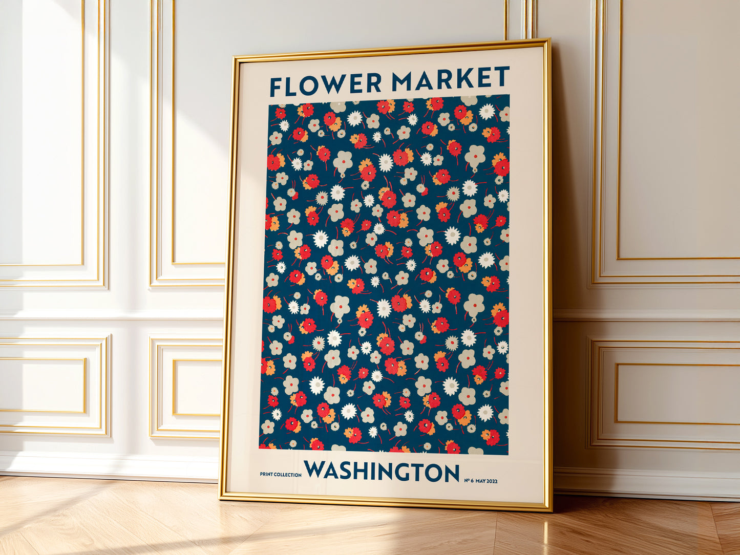 Flower Market Washington, Famous City Poster, Floral Wall Art