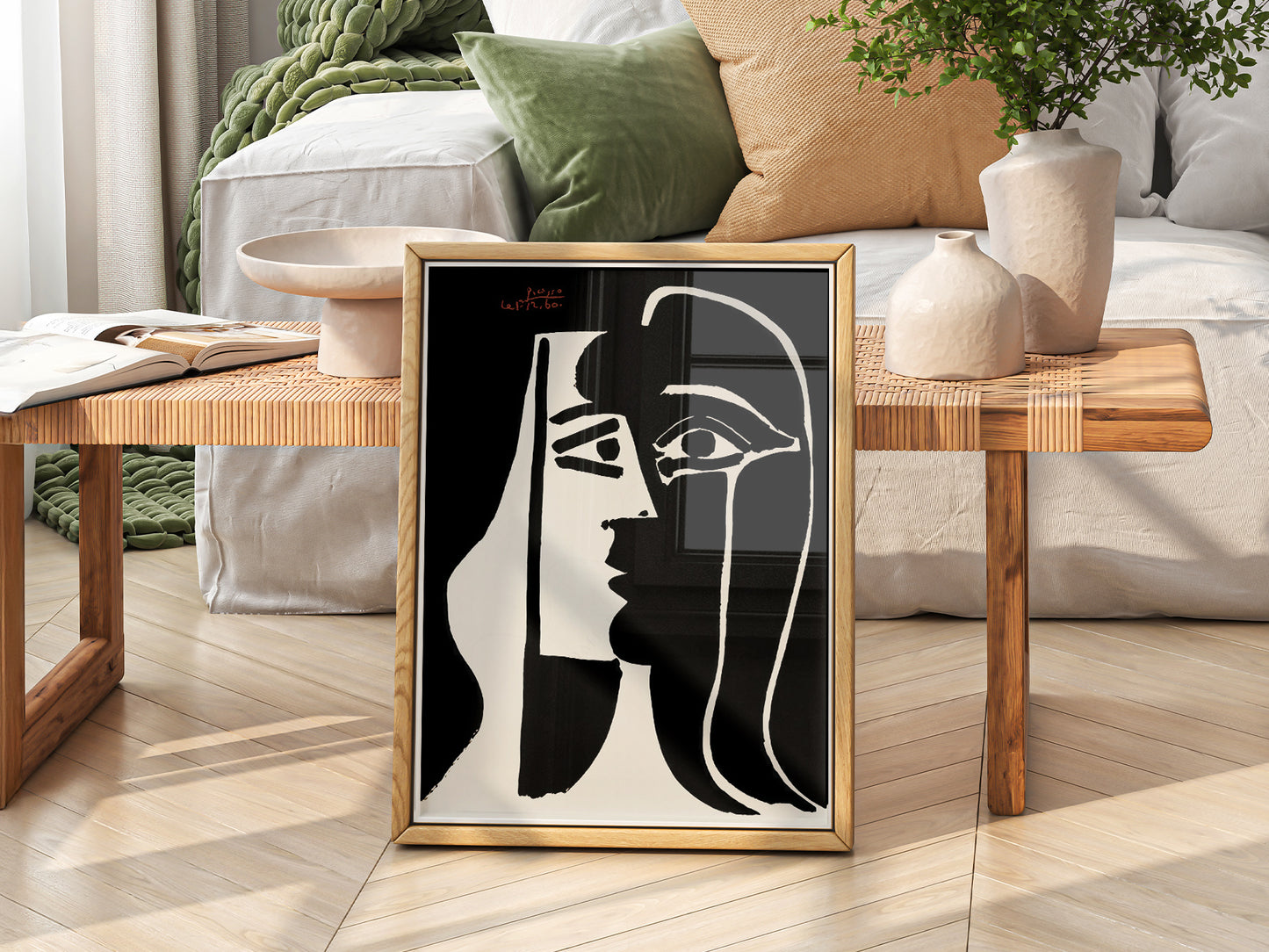 Pablo Picasso, Two Faces, Black White Wall Art