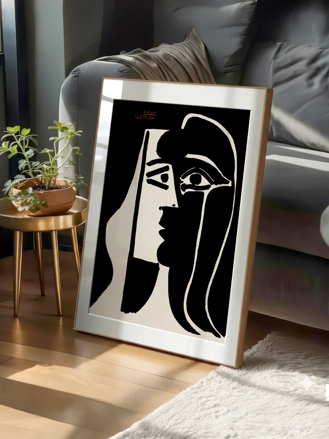 Pablo Picasso Two Faces Black White Art Print | Home Poster Decor
