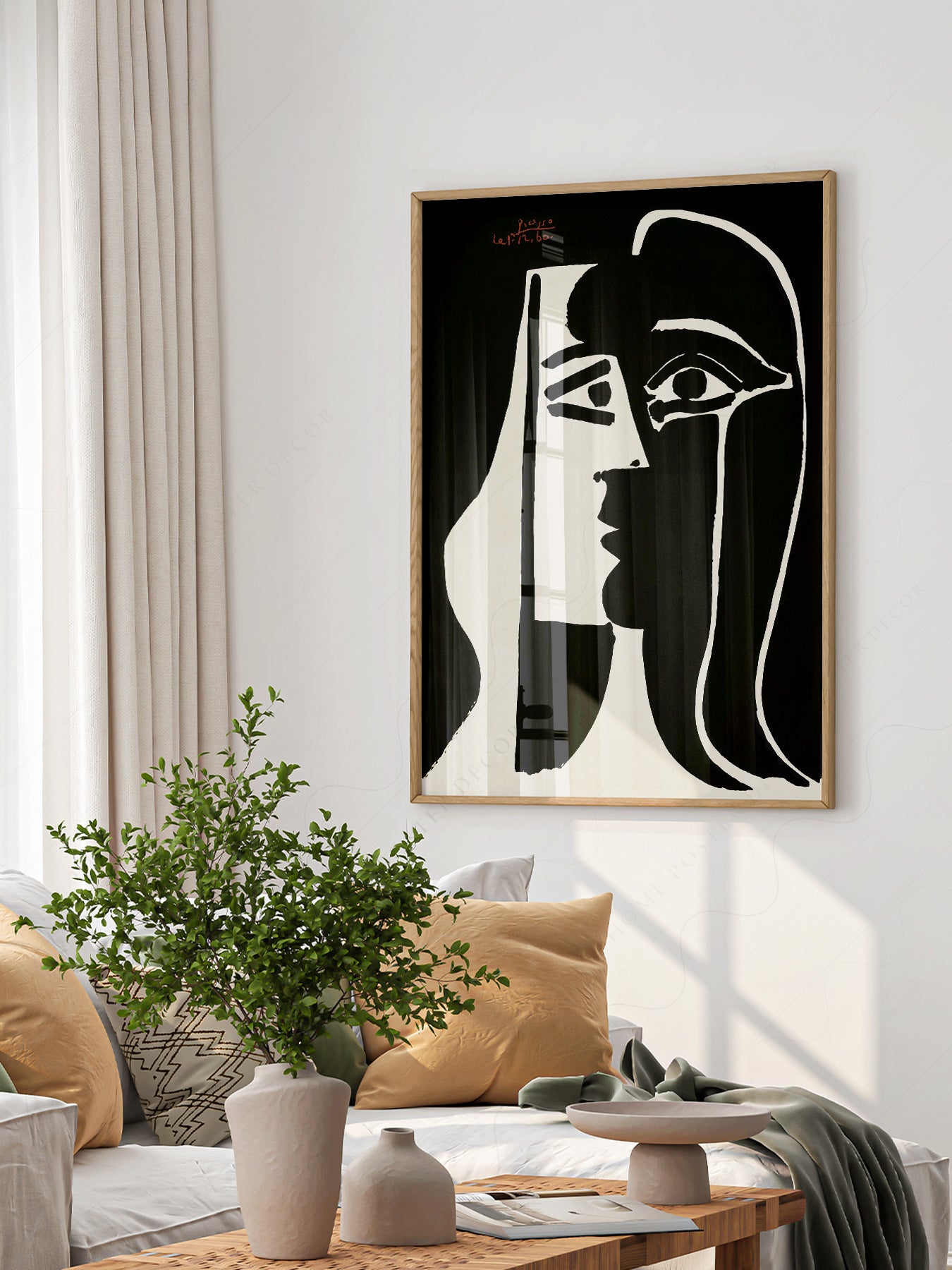 Pablo Picasso Two Faces Black White Art Print | Home Poster Decor