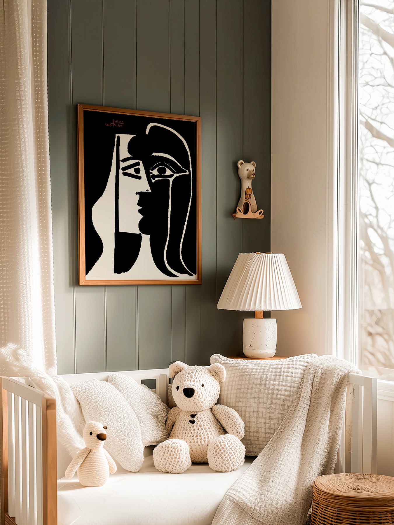 Pablo Picasso Two Faces in a light-filled Japandi-inspired living space