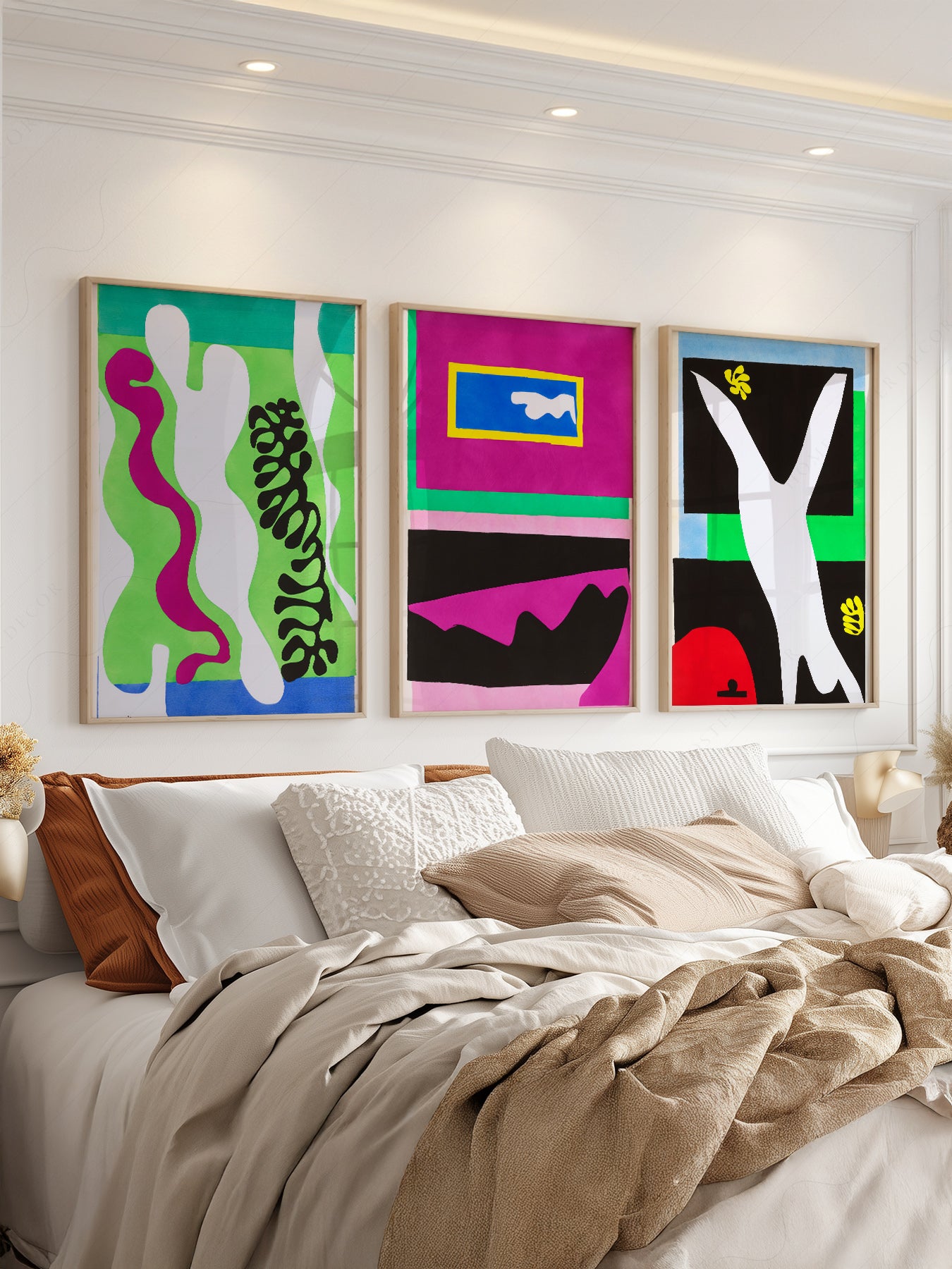 Henri Matisse art print styled in a Scandinavian bedroom