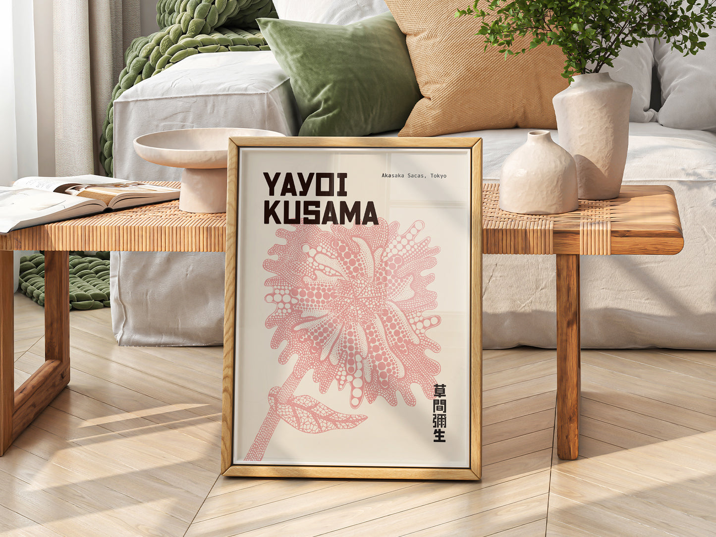 Yayoi Kusama print, Light pink flower, Contemporary wall art