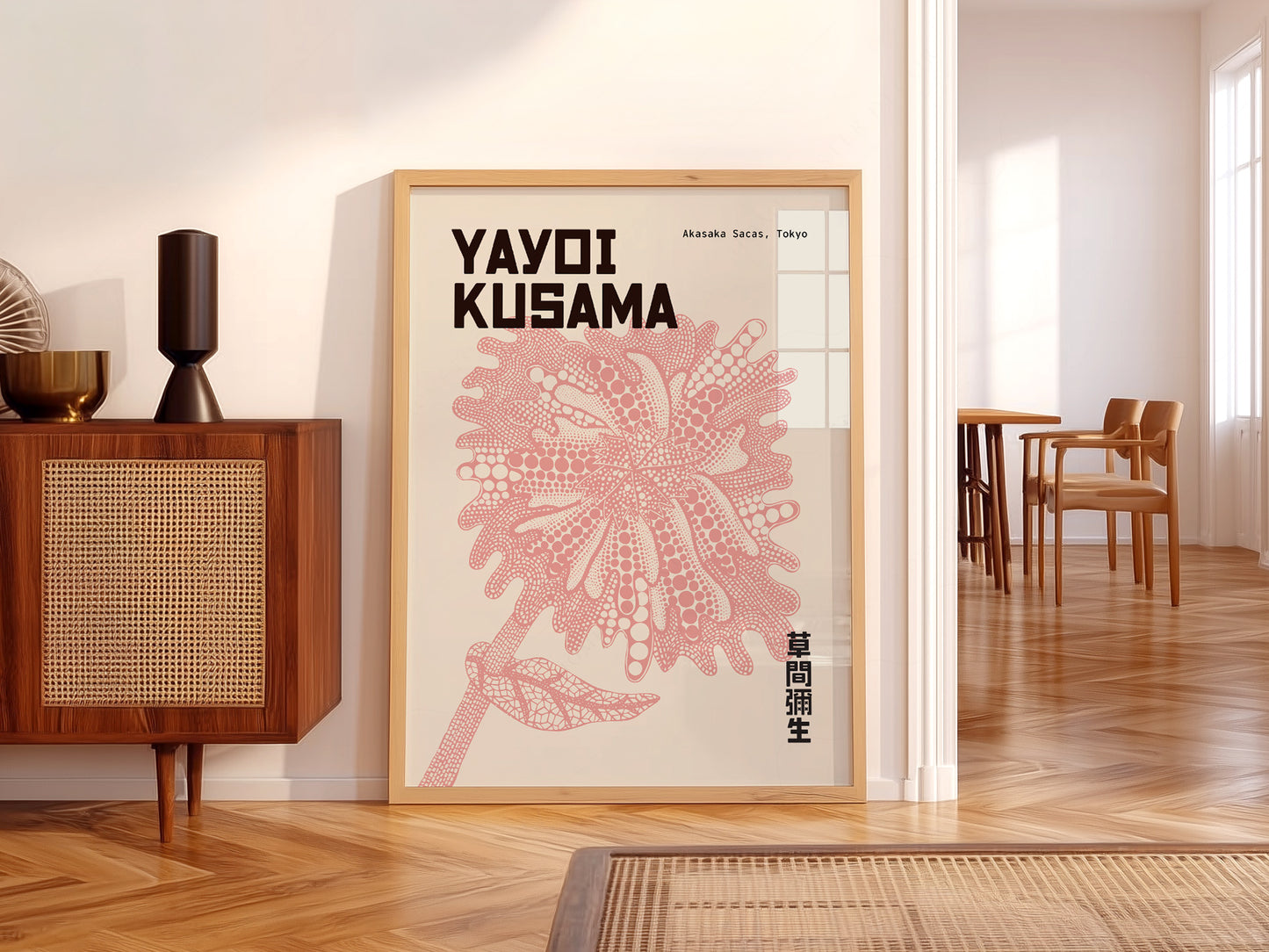 Yayoi Kusama print, Light pink flower, Contemporary wall art