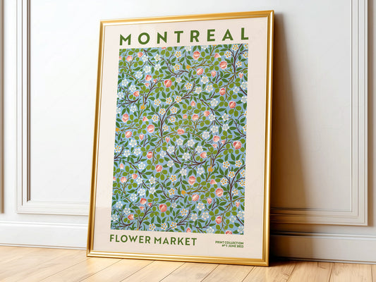 Flower Market Montreal, Famous City Poster, Gift Idea, Floral Wall Art