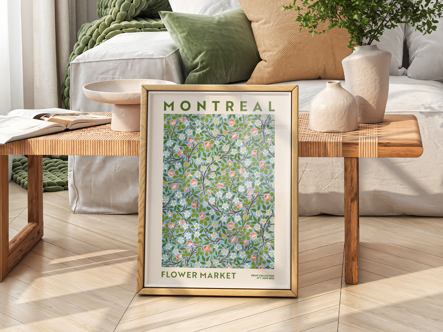 Flower Market Montreal, Famous City Poster, Gift Idea, Floral Wall Art