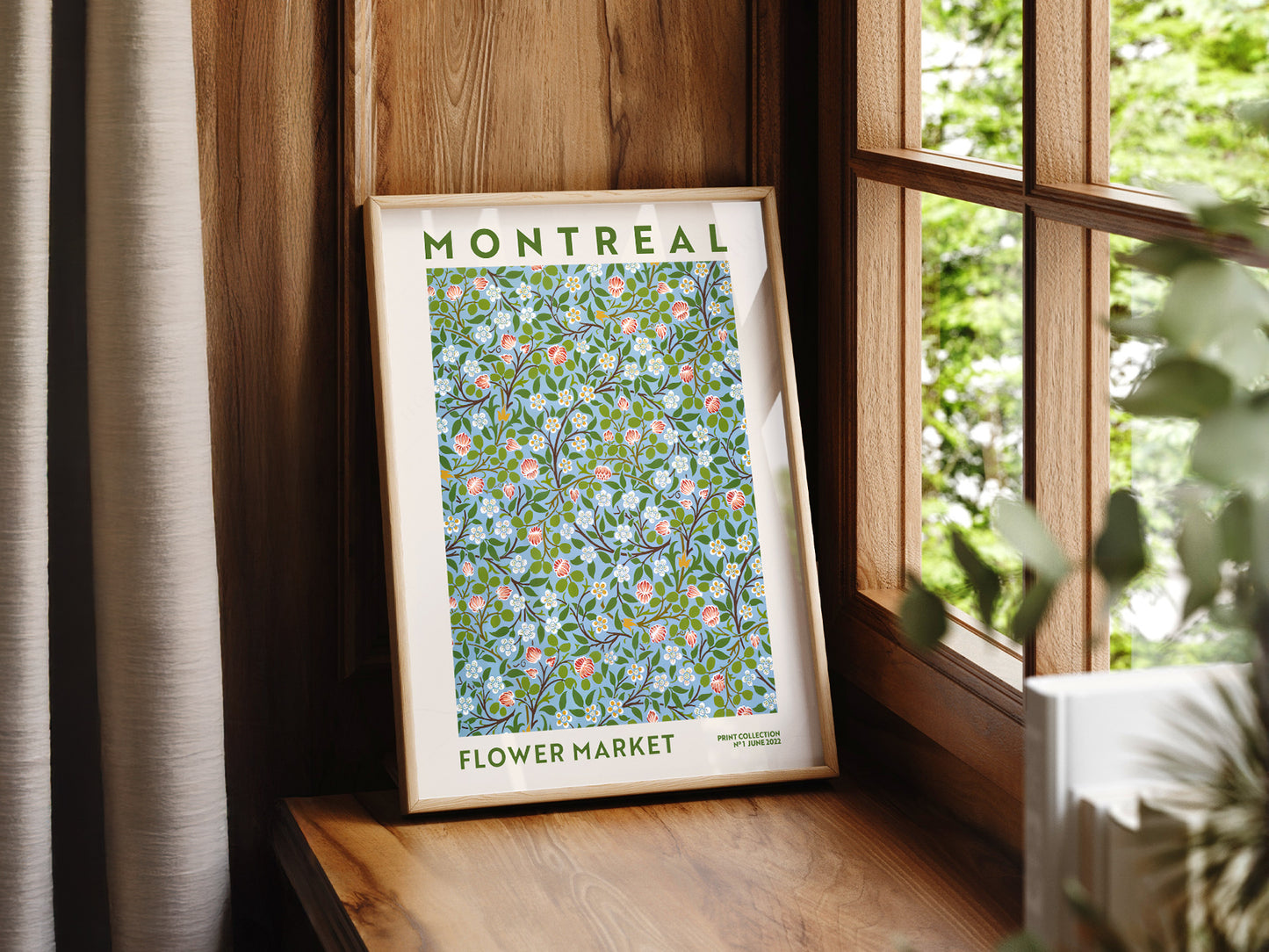 Flower Market Montreal, Famous City Poster, Gift Idea, Floral Wall Art