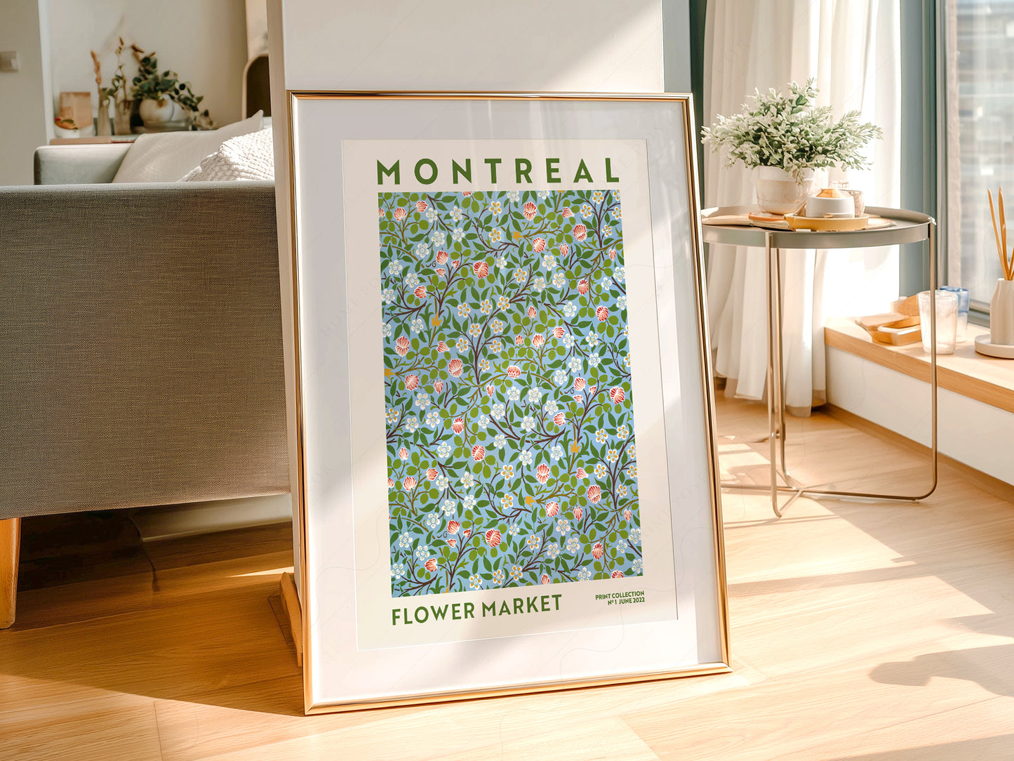 Flower Market Montreal, Famous City Poster, Gift Idea, Floral Wall Art