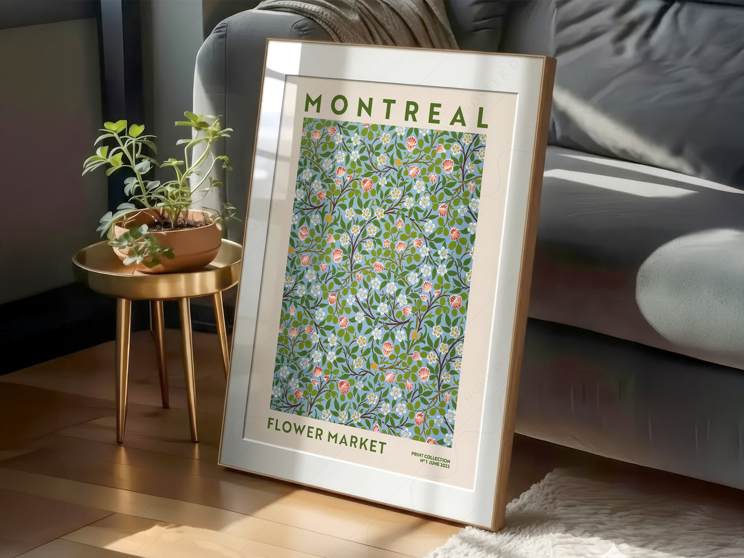Flower Market Montreal, Famous City Poster, Gift Idea, Floral Wall Art