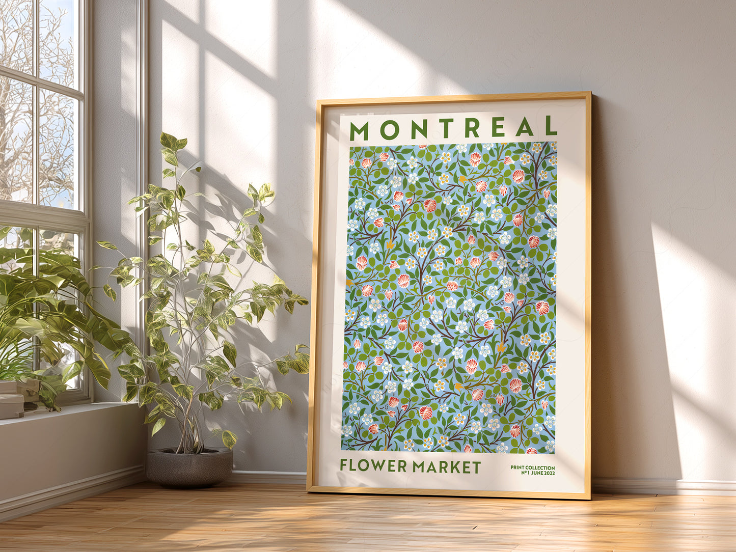 Flower Market Montreal, Famous City Poster, Gift Idea, Floral Wall Art