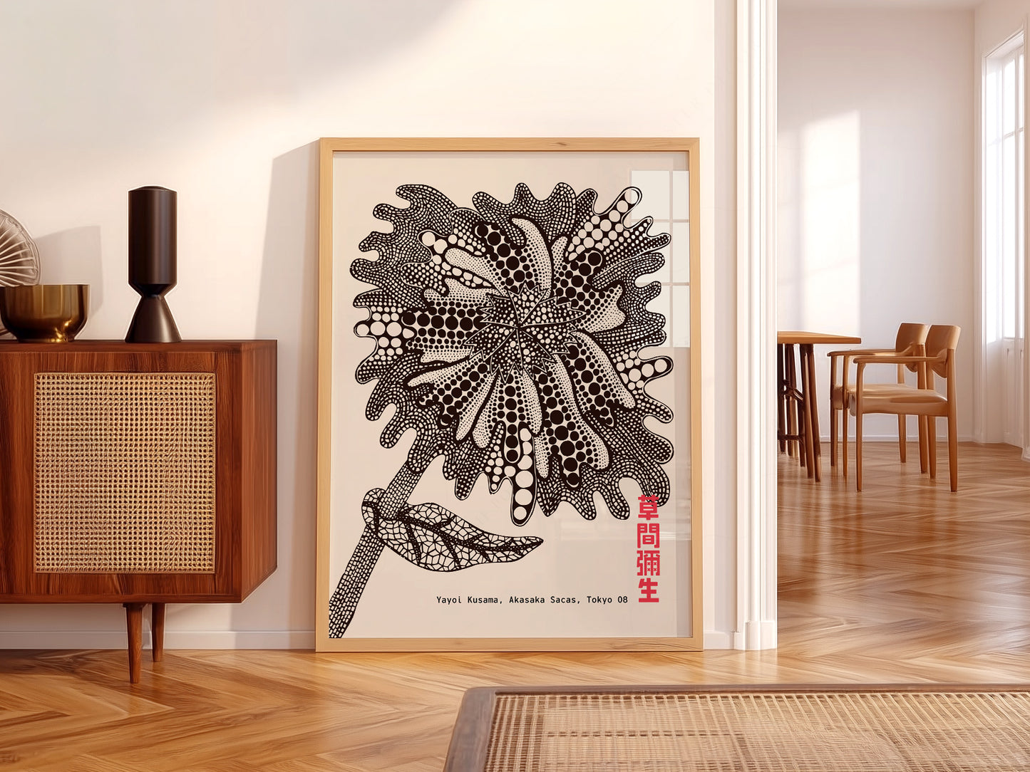 Yayoi Kusama Print, Contemporary Wall Decor, Flower Art