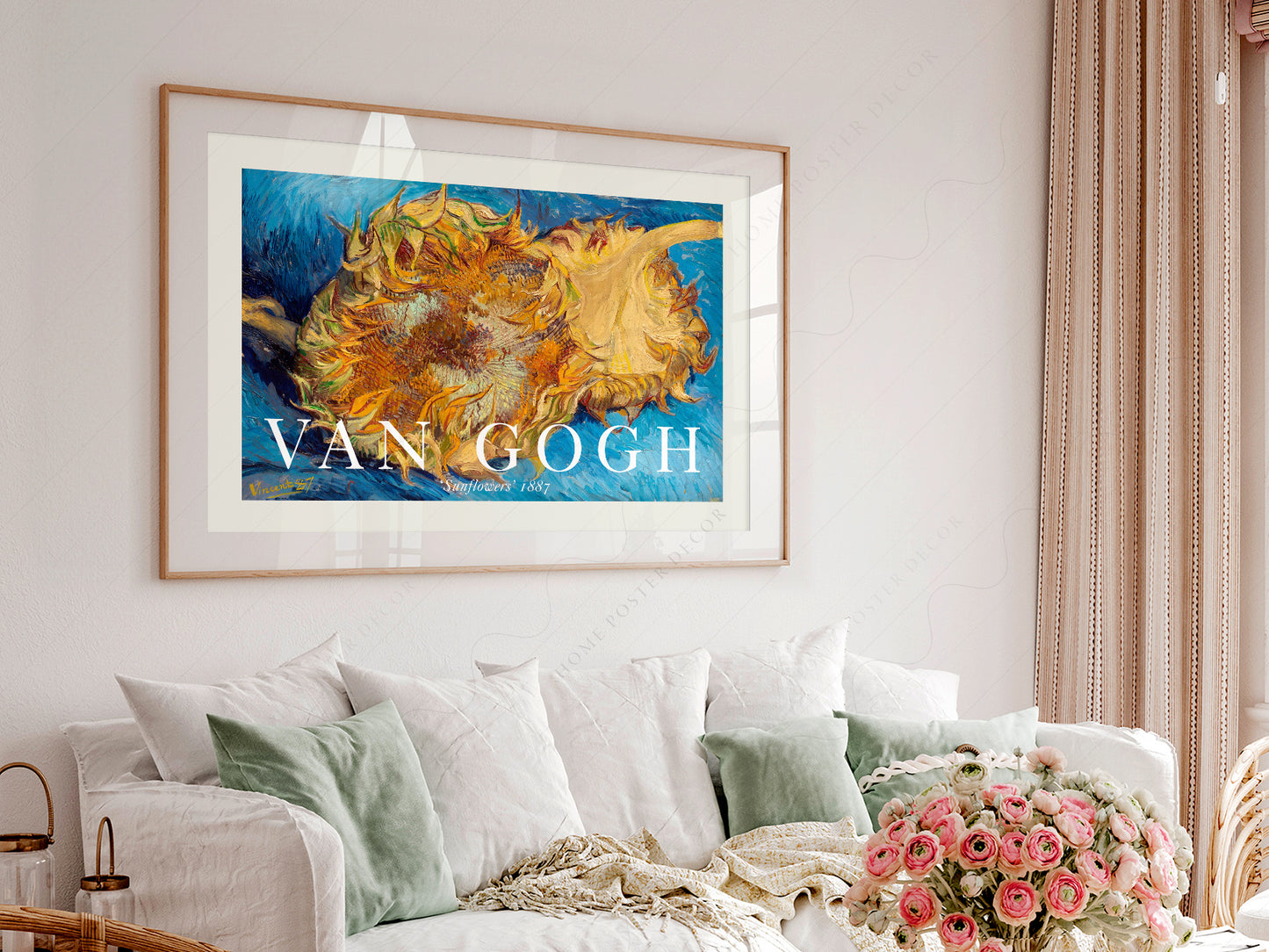 Van Gogh Poster, Four Sunflowers Gone to Seed, Yellow Flower, Bedroom Décor