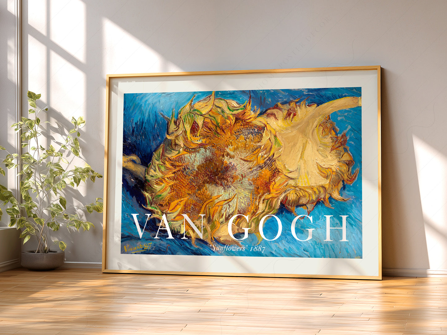 Van Gogh Poster, Four Sunflowers Gone to Seed, Yellow Flower, Bedroom Décor