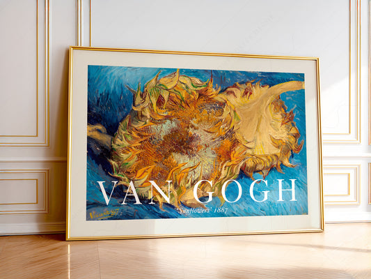 Van Gogh Poster, Four Sunflowers Gone to Seed, Yellow Flower, Bedroom Décor