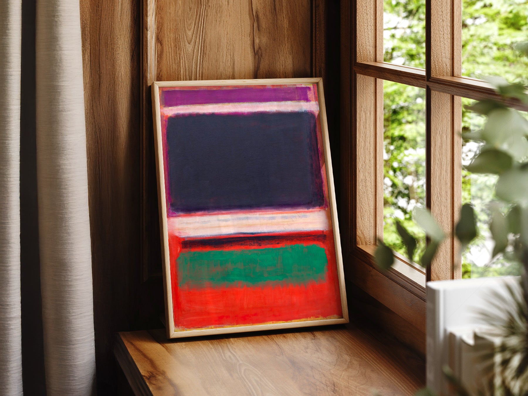 Mark Rothko art print as wall decor in a minimalist home office