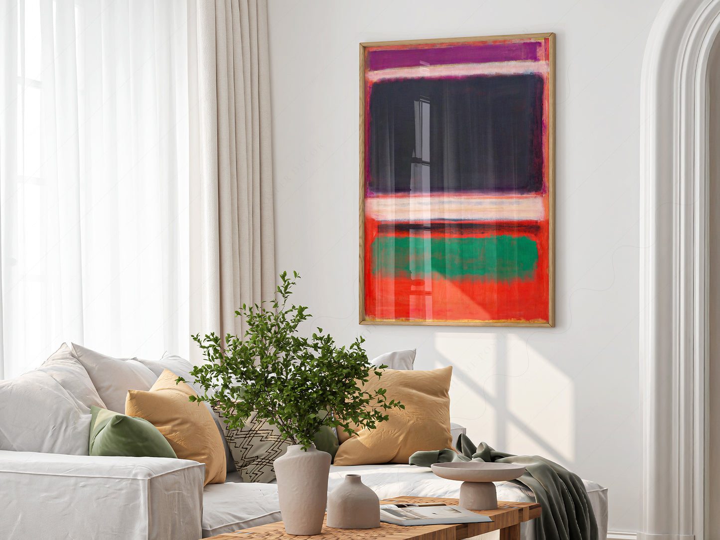 Mark Rothko Untitled in a light-filled Japandi-inspired living space
