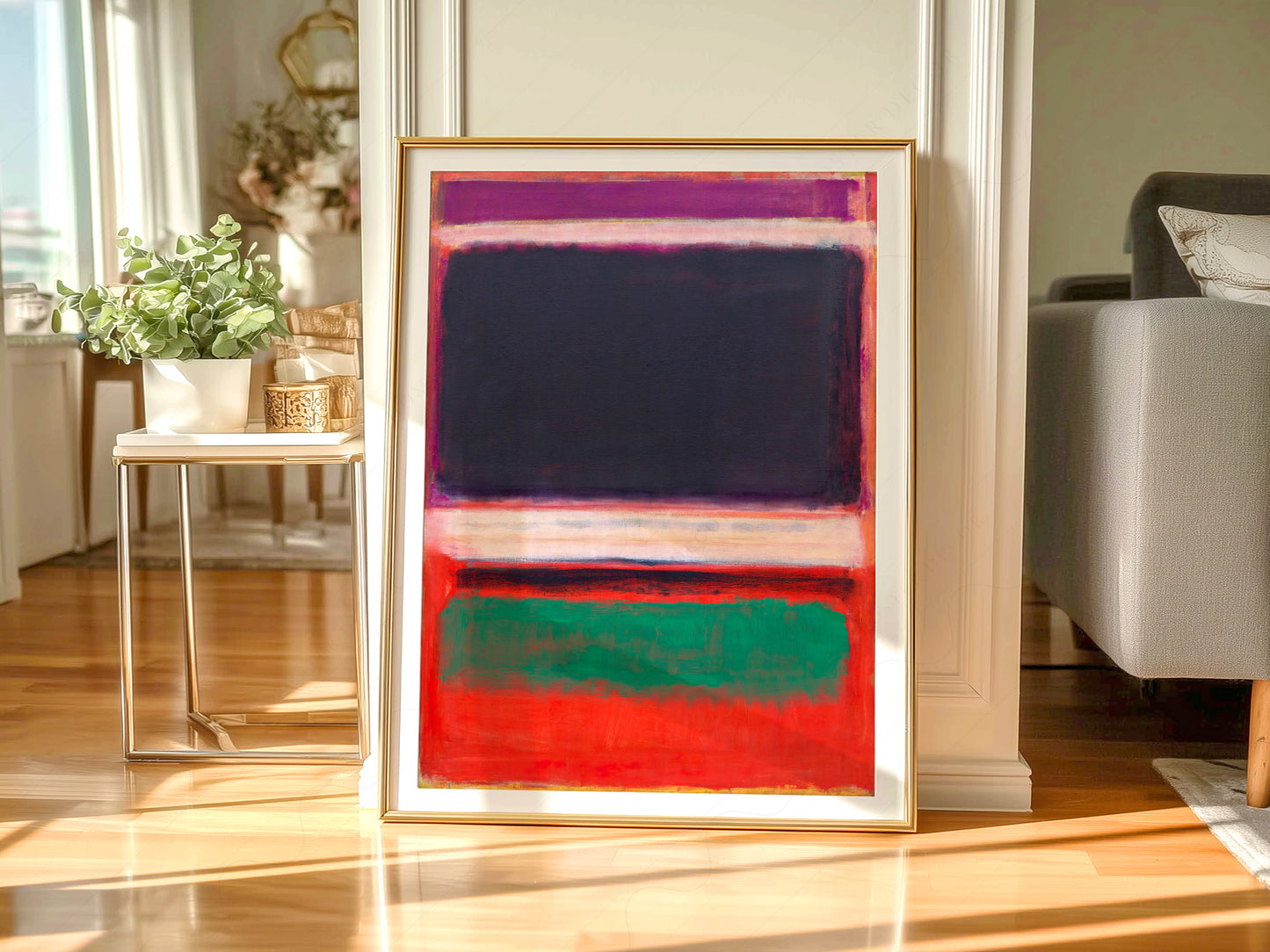 Mark Rothko art print styled in a Scandinavian bedroom