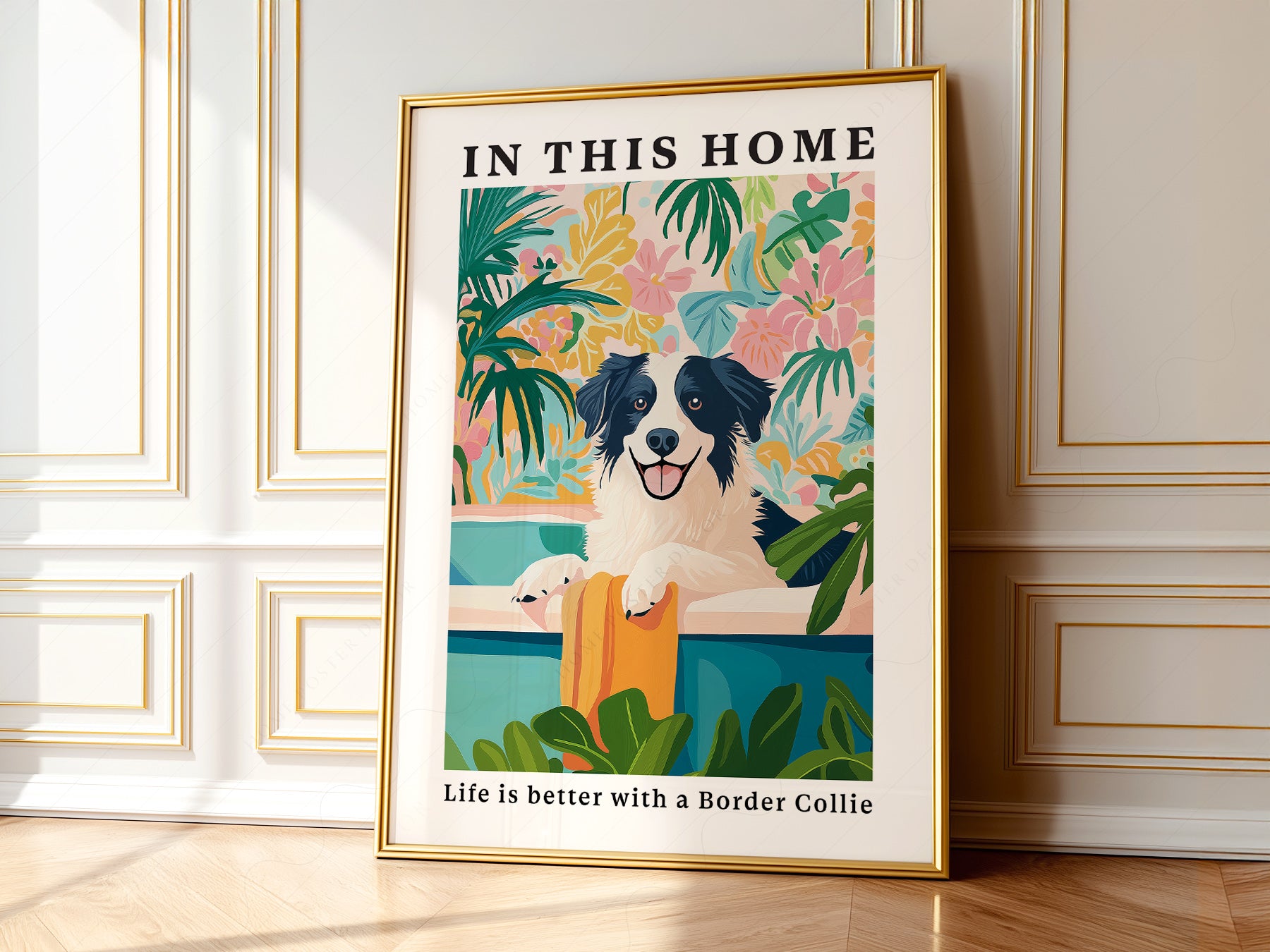 Border Collie Wall print on 100% Cotton Matte Paper – texture detail