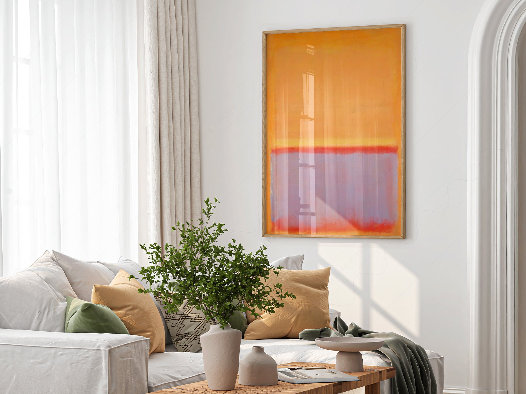 Multiple size options for Mark Rothko Untitled Orange wall art print display