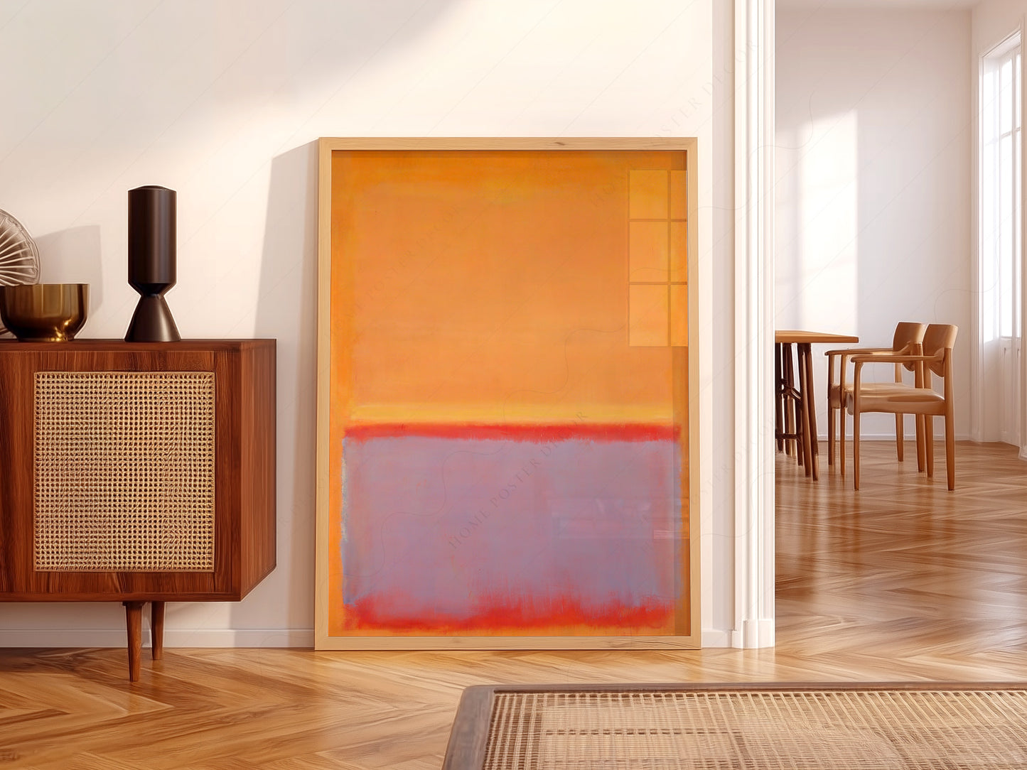 Mark Rothko Untitled Orange wall art print displayed in a bright modern living room