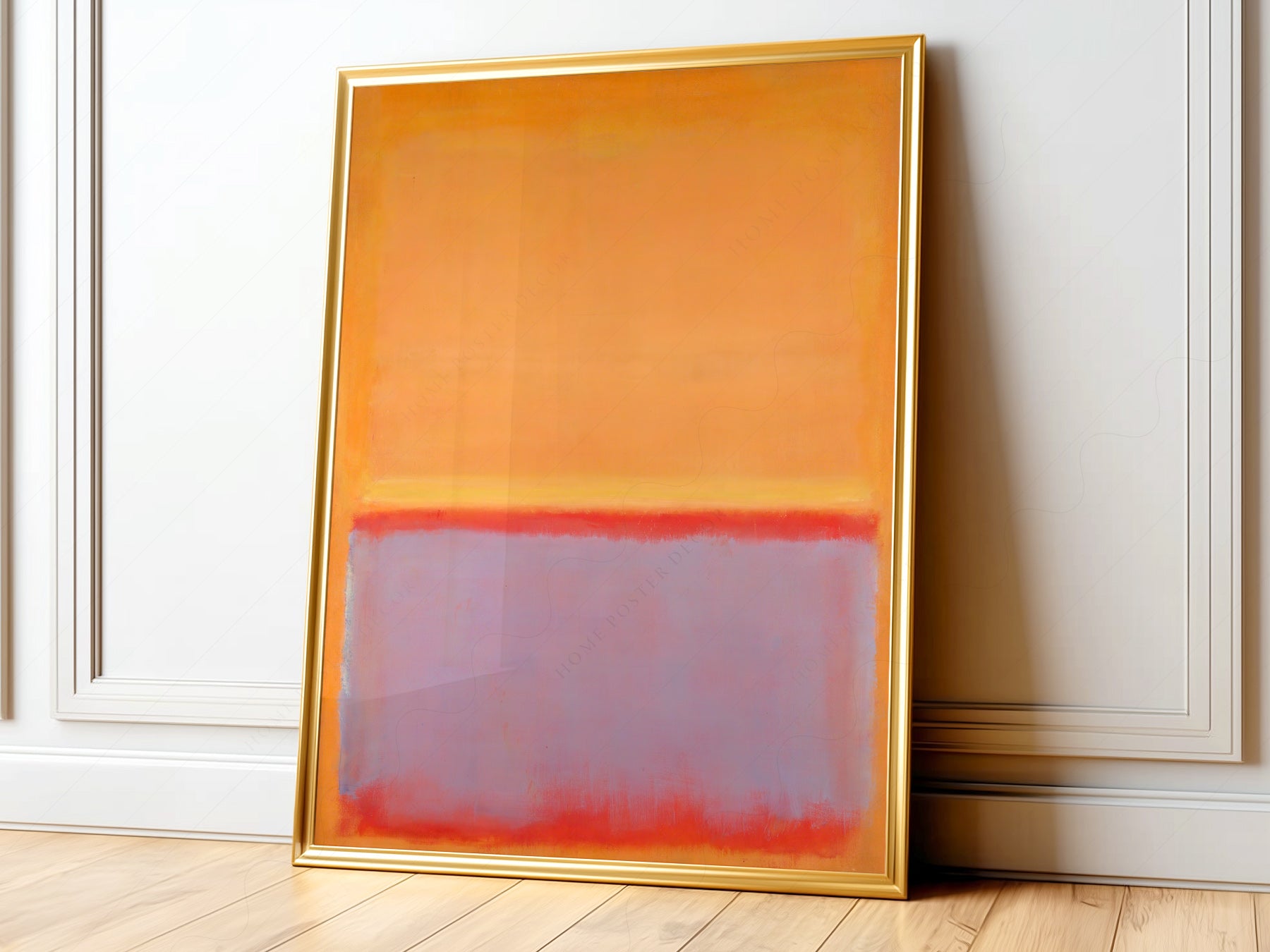 Mark Rothko Untitled abstract art print featuring orange and lavender color fields with a red band.