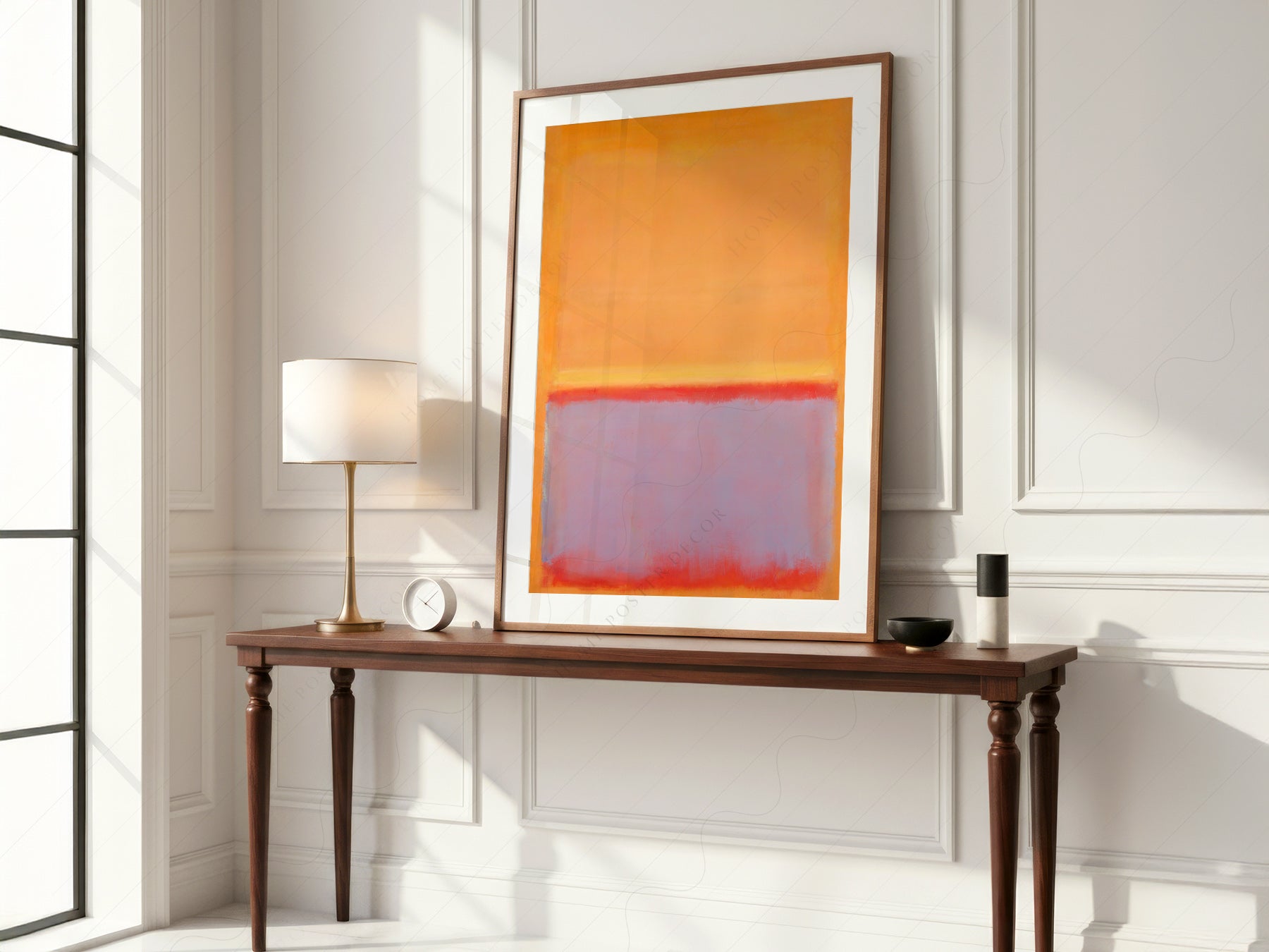 Mark Rothko art print styled in a Scandinavian bedroom