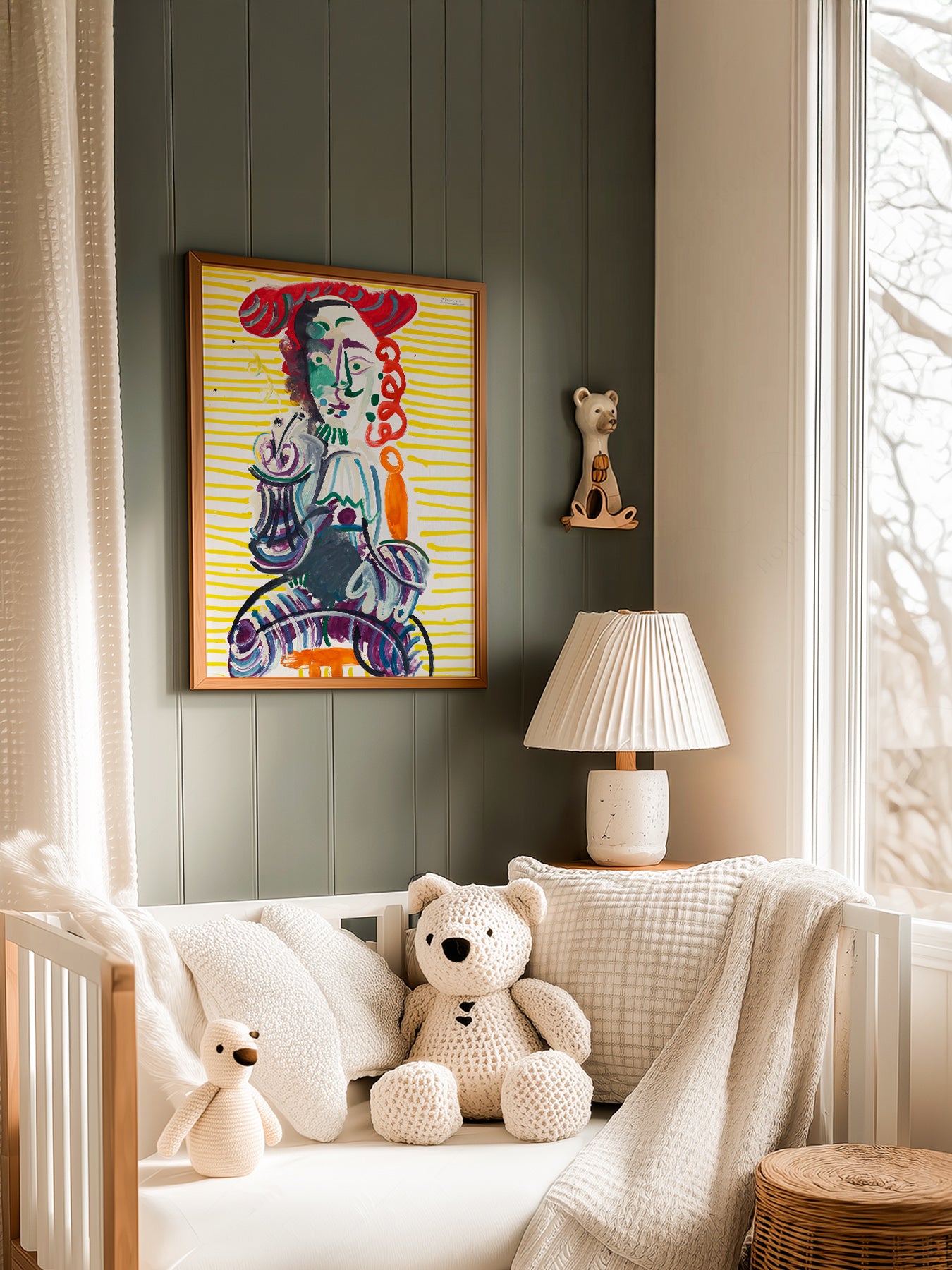 Pablo Picasso Homme à la Pipe in a light-filled Japandi-inspired living space