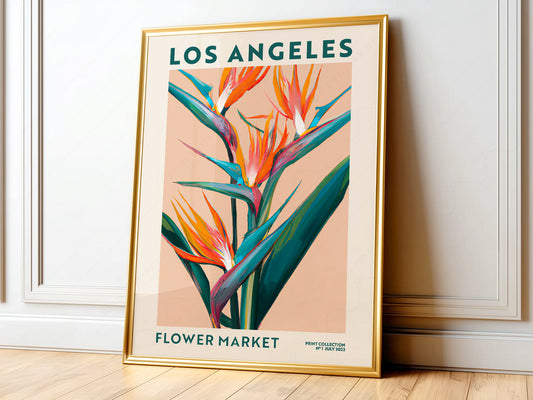 Flower Market Los Angeles, Famous City Poster, Gift Idea, Floral Wall Art