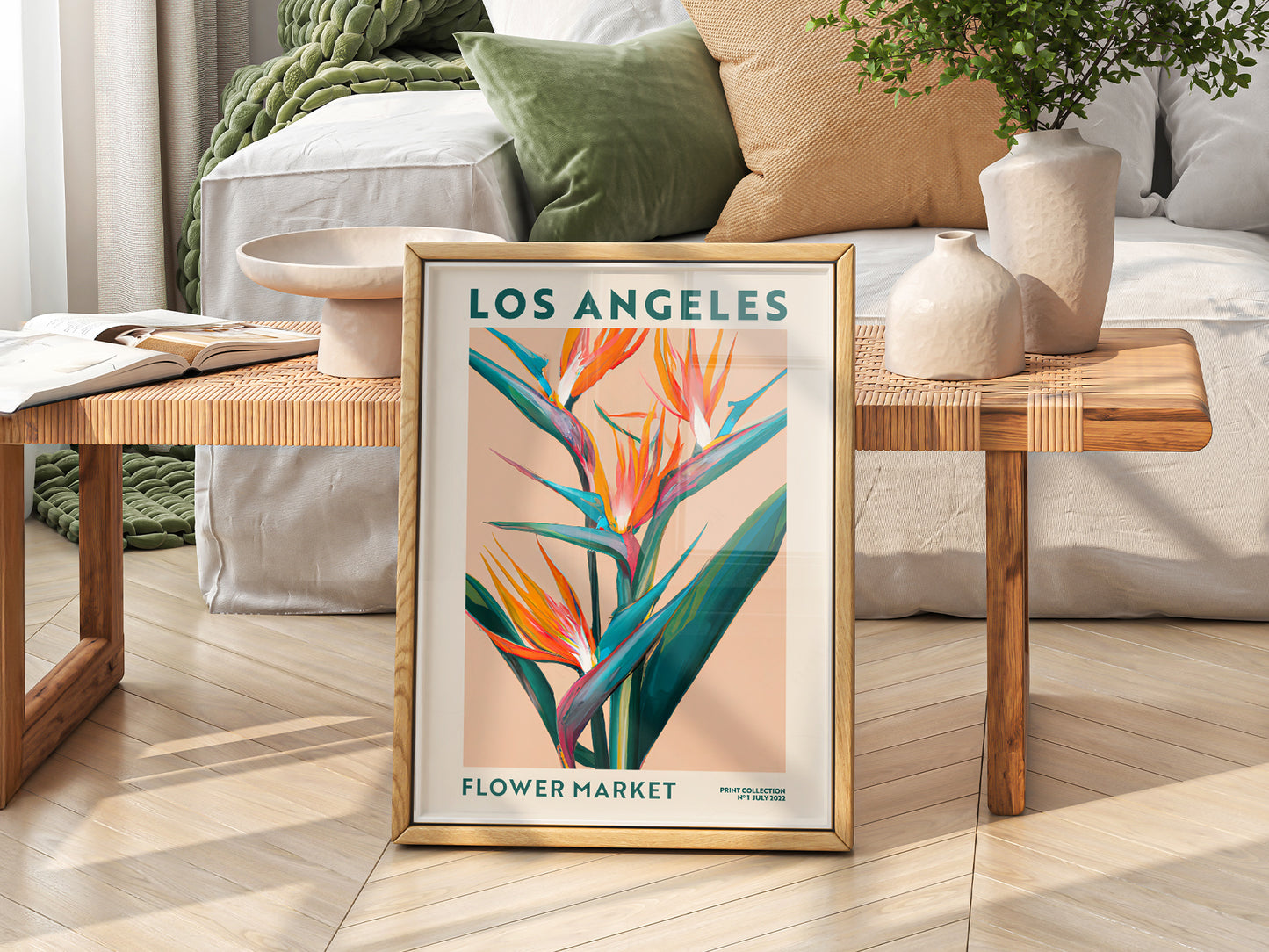 Flower Market Los Angeles, Famous City Poster, Gift Idea, Floral Wall Art