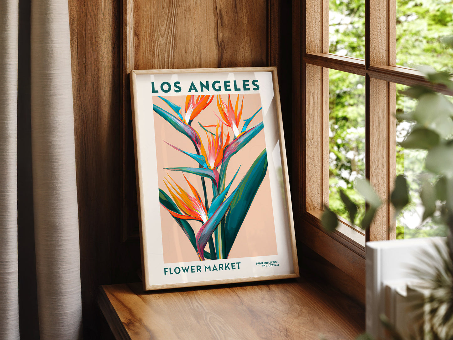 Flower Market Los Angeles, Famous City Poster, Gift Idea, Floral Wall Art